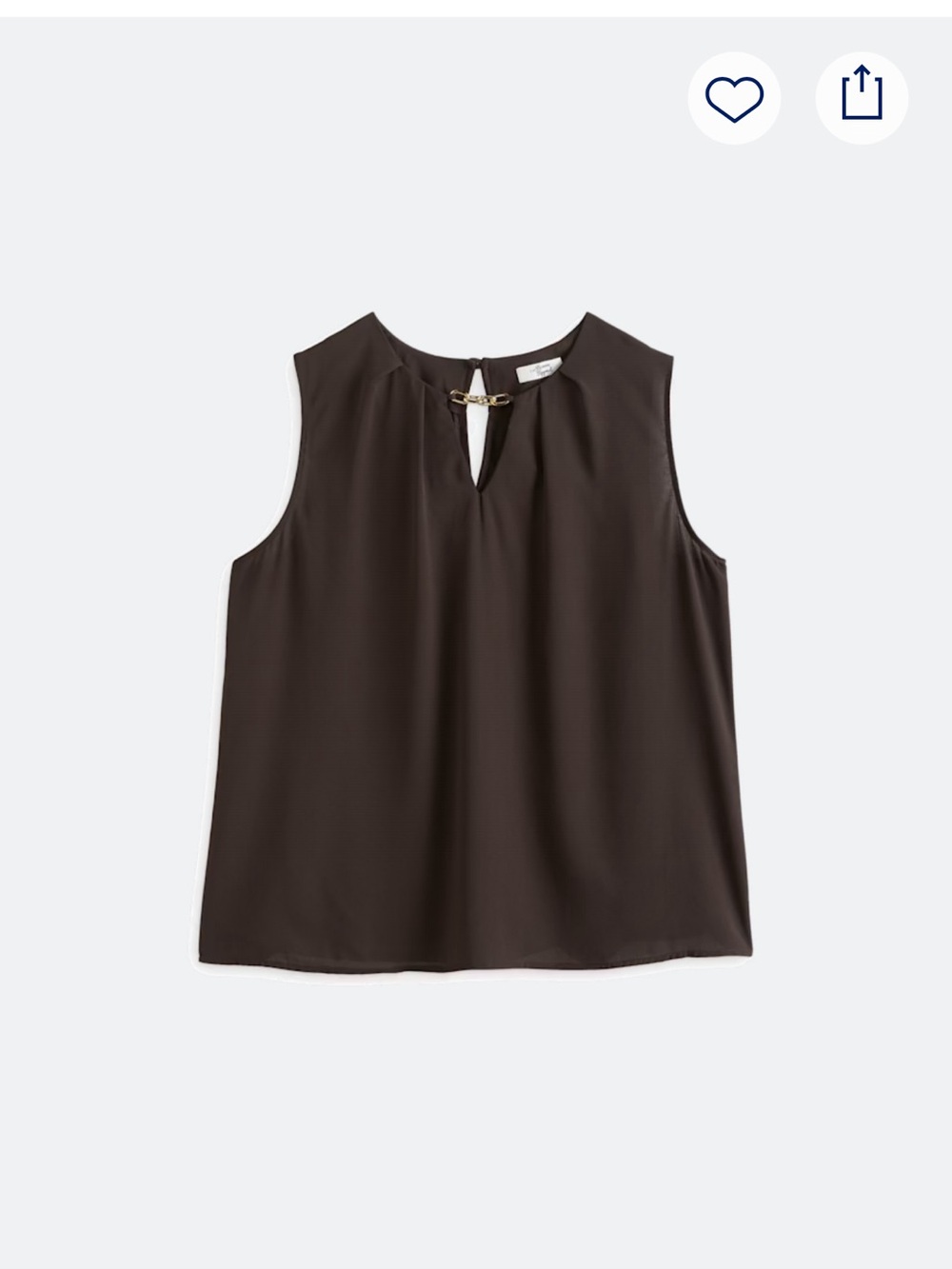 Beacon Sleeveless Keyhole Camisole in Dark Brown with Gold Accent